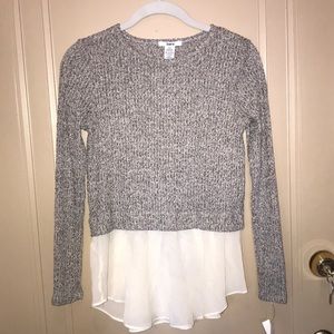 Grey sweater with white chiffon bottom